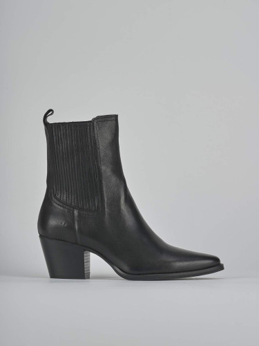 Botines de tacón alto tacón 7 cm negro cuero