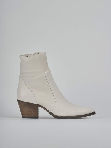 Botines de tacón alto tacón 7 cm blanco cuero