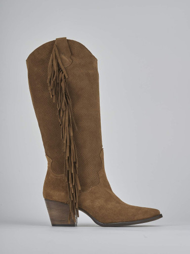 High heel boots heel 6 cm brown suede