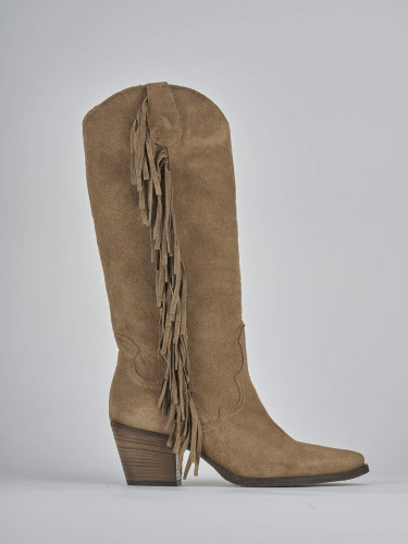 High heel boots heel 6 cm brown suede