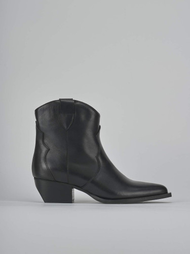 Botines de tacón alto tacón 5 cm negro cuero