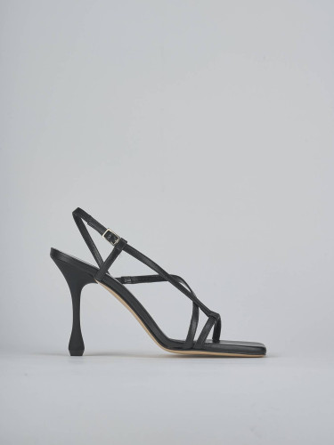 High heel sandals heel 10 cm black leather