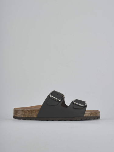 Slippers heel 1 cm dark brown suede