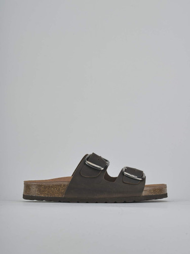 Mules tacón 1 cm verde cuero