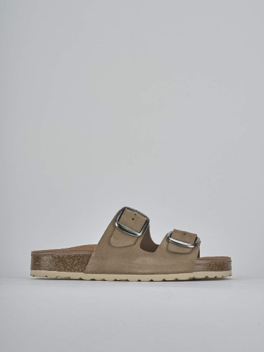 Mules tacón 1 cm beis ante