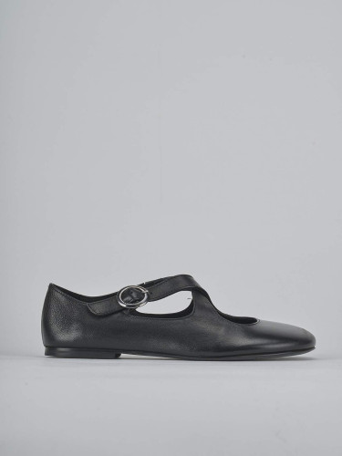 Bailarinas tacón 1 cm negro cuero