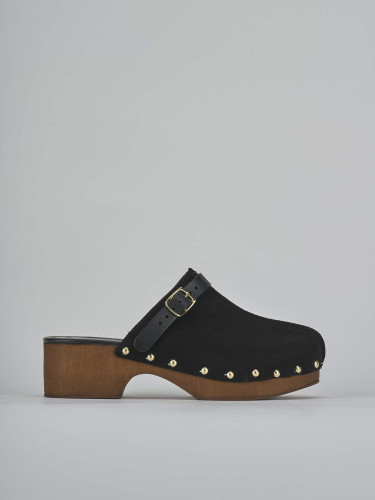 Sabot heel 4 cm black suede
