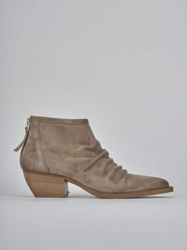 Botines de tacón alto tacón 5 cm beis ante