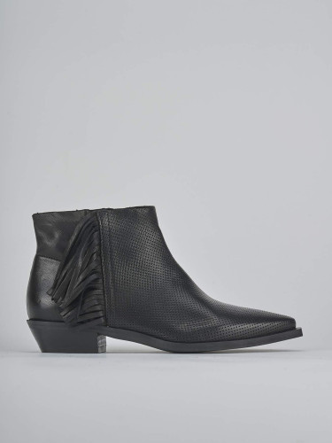 Botines de tacón bajo tacón 2 cm negro cuero
