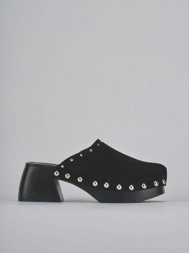 Zuecos con tacón tacón 7 cm negro ante
