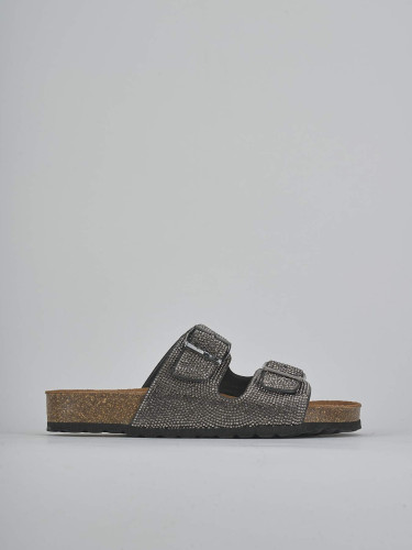 Mules tacón 1 cm negro cuero