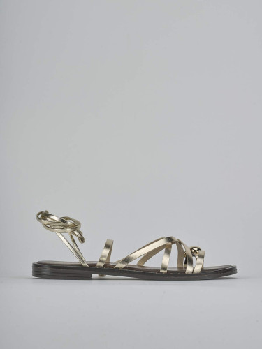 Low heel sandals heel 1 cm gold laminated