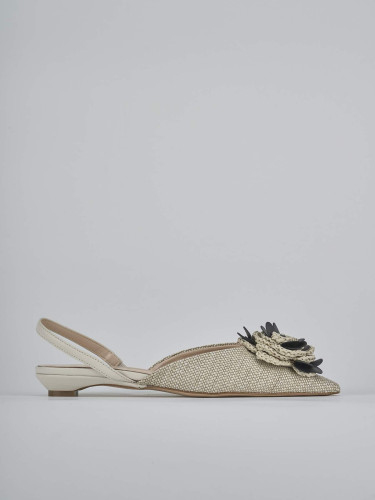 Bailarinas tacón 2 cm beis cuero