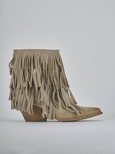 High heel ankle boots heel 7 cm beige suede