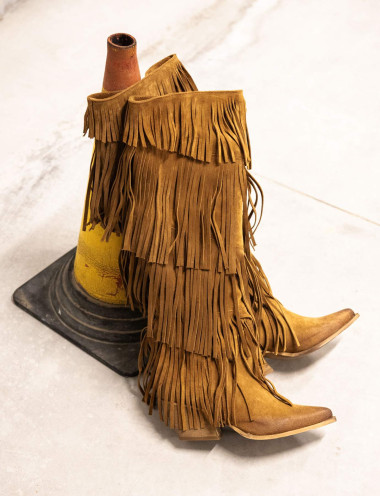 Botas de tacón alto tacón 5 cm marrón ante