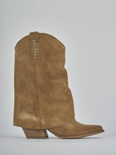 Botas de tacón alto tacón 7 cm marrón ante