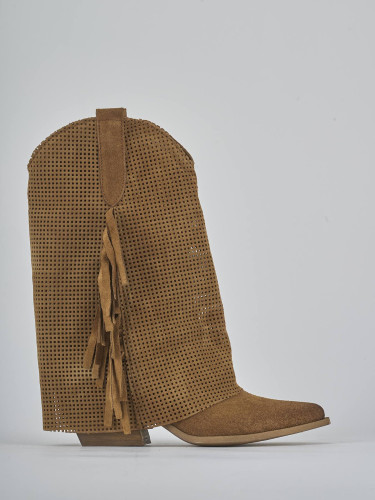 Botas de tacón alto tacón 7 cm marrón ante