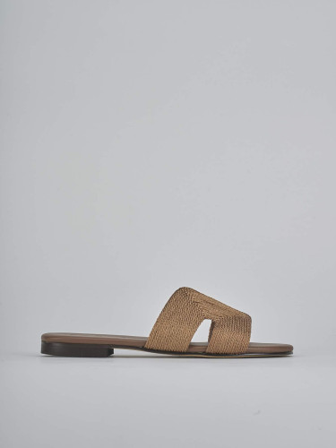 Mules tacón 1 cm marrón cuero
