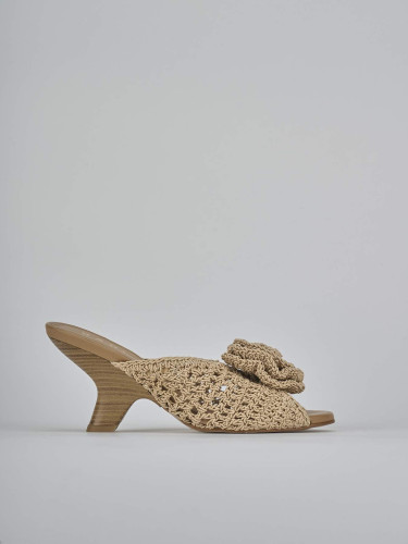 Ciabatte tacco 7cm pelle beige