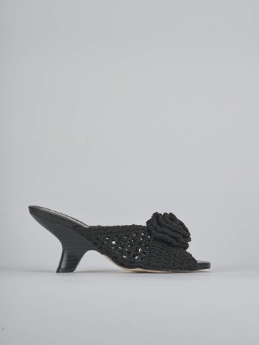 Mules tacón 7 cm negro cuero