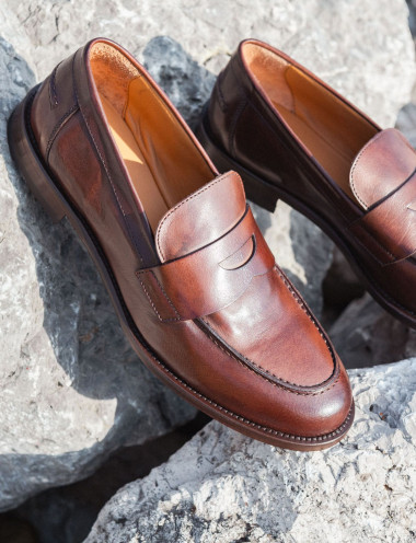 Loafers heel 1 cm dark brown leather
