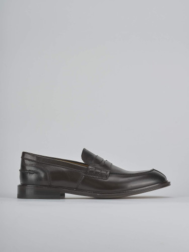Mocasines tacón 1 cm marrón oscuro cuero