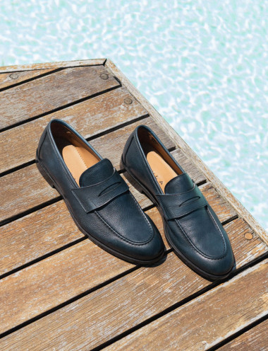Mocasines azul cuero