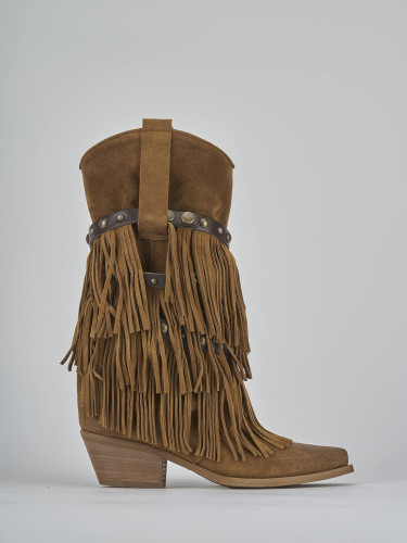 Botas de tacón alto tacón 6 cm marrón ante