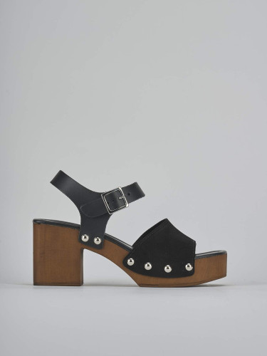 High heel sandals heel 8 cm black suede