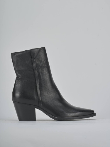 Botines de tacón alto tacón 6 cm negro cuero