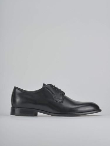 Zapatos de cordones tacón 1 cm negro cuero