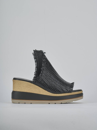 Mules tacón 8 cm negro cuero