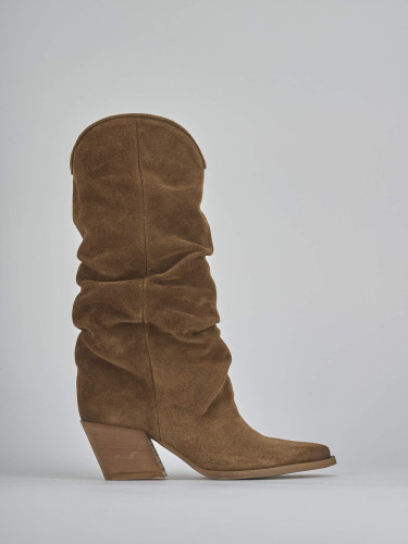 Botas de tacón alto tacón 6 cm marrón ante