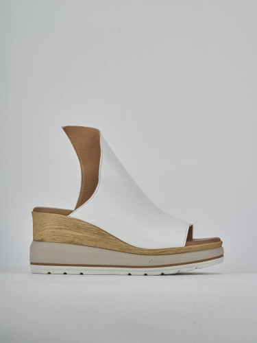 Mules tacón 10 cm blanco cuero