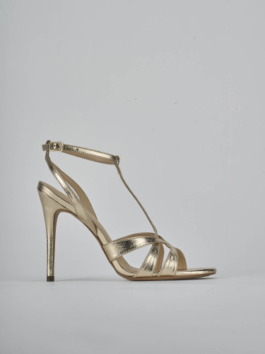 Sandalias de tacón alto tacón 10 cm oro laminado