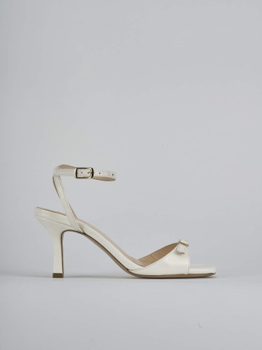 Sandalias de tacón alto tacón 7 cm blanco charol