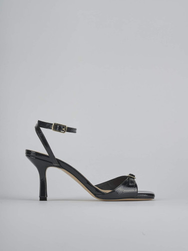 Sandalias de tacón alto tacón 7 cm negro charol