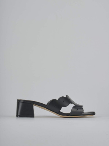 Ciabatte tacco 5cm pelle nero