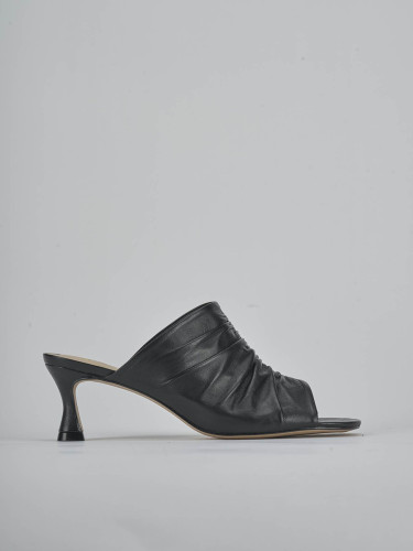 Mules tacón 6 cm negro cuero