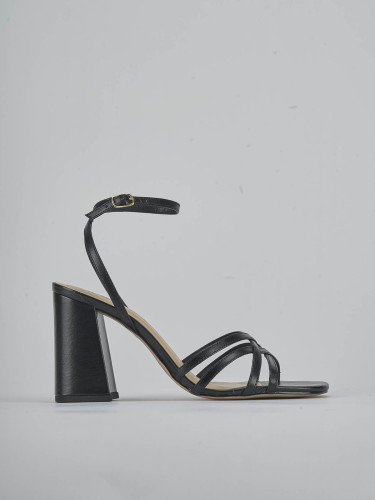 Sandalias de tacón alto tacón 8 cm negro cuero