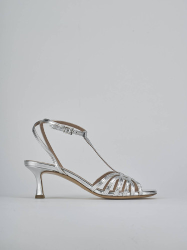 High heel sandals heel 5 cm silver laminated