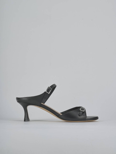 Ciabatte tacco 5cm pelle nero