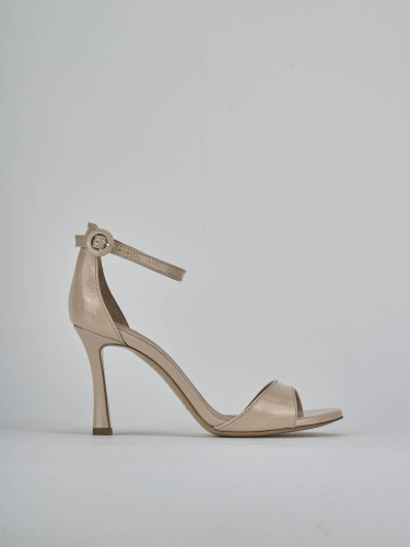 Sandalias de tacón alto tacón 9 cm beis charol