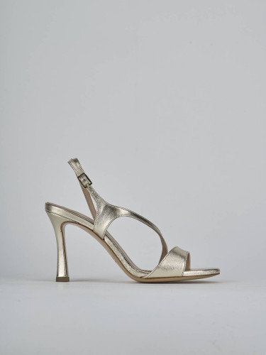 High heel sandals heel 9 cm gold laminated