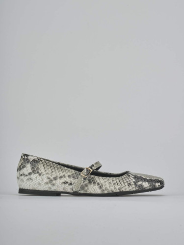 Flat shoes heel 1 cm beige python