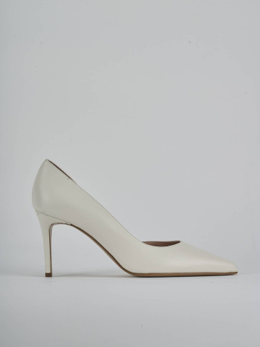 Zapatos de salón tacón 8 cm blanco cuero