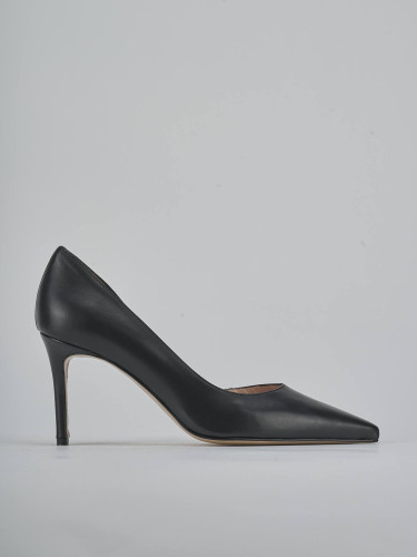 Zapatos de salón tacón 8 cm negro cuero