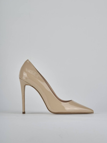 Pumps heel 10 cm beige patent