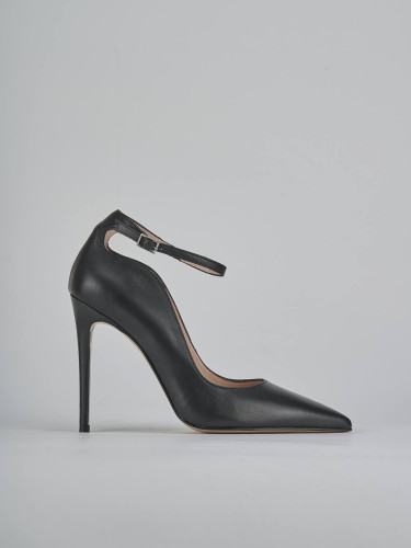Zapatos de salón tacón 11 cm negro cuero