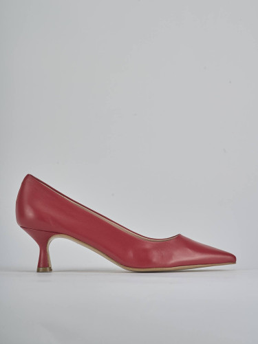Zapatos de salón tacón 5 cm rojo cuero